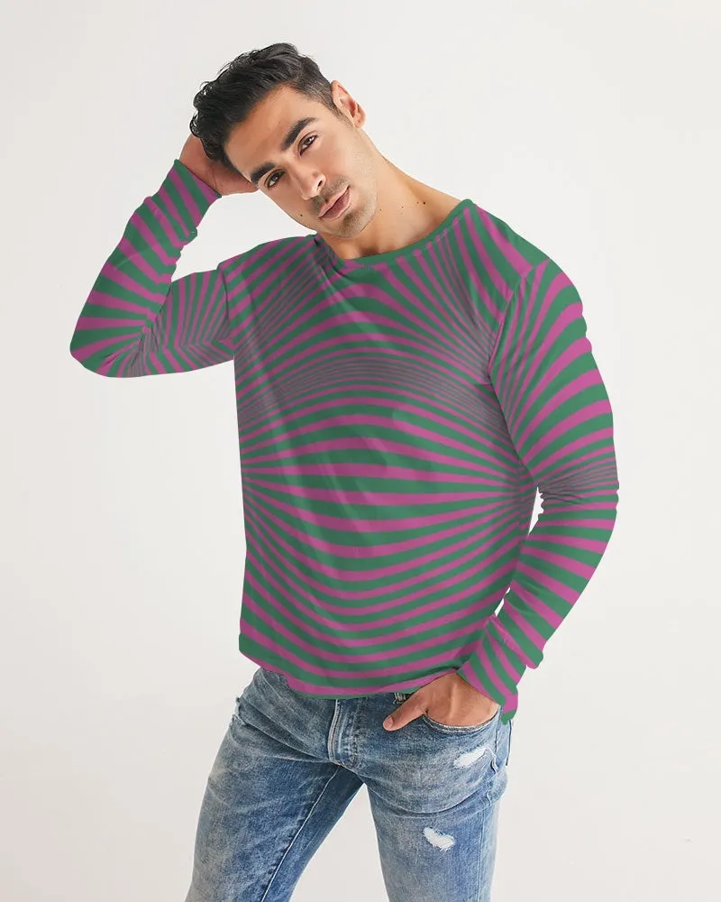 Fuchsia & Green Optical Men's Long Sleeve Tee