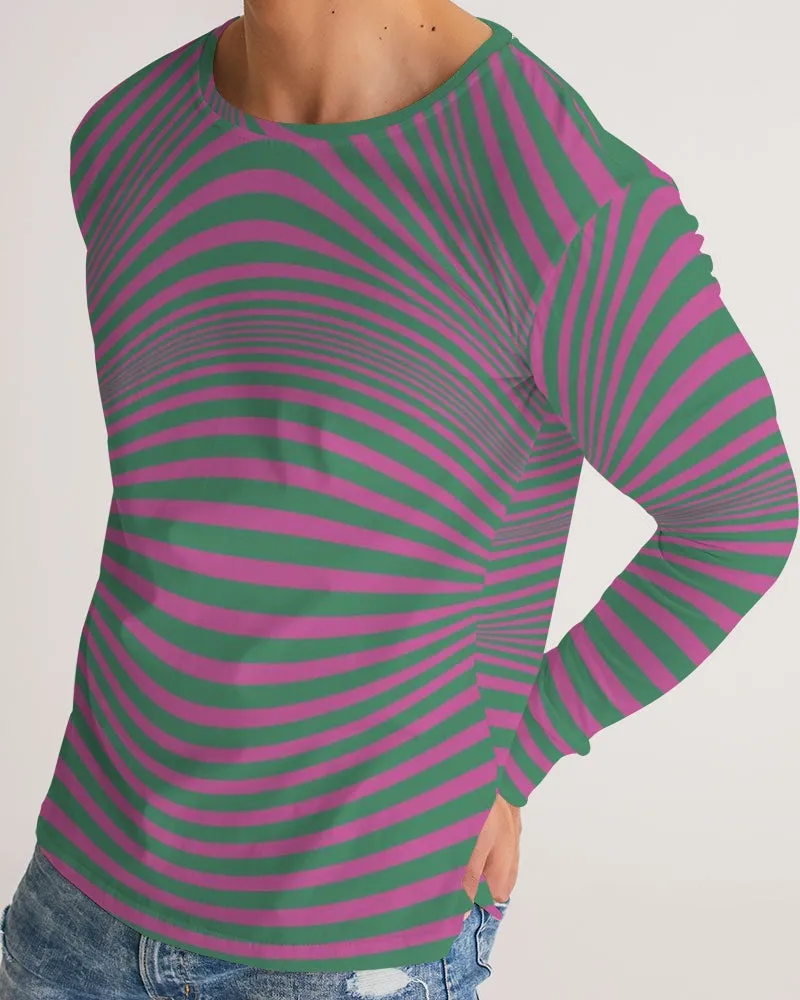 Fuchsia & Green Optical Men's Long Sleeve Tee