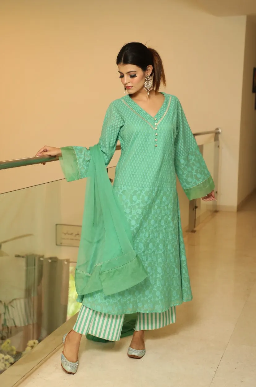 Gentle Gleam Tunic Set- Spring Green