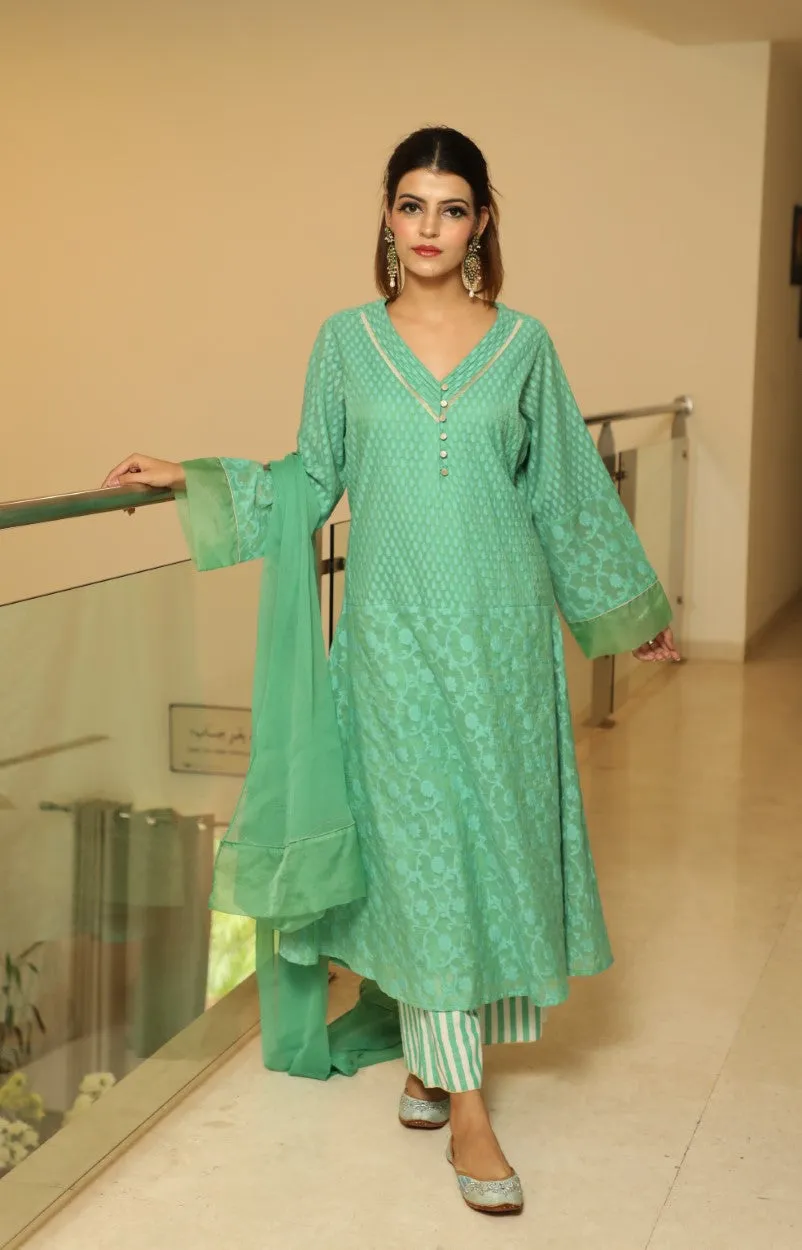 Gentle Gleam Tunic Set- Spring Green