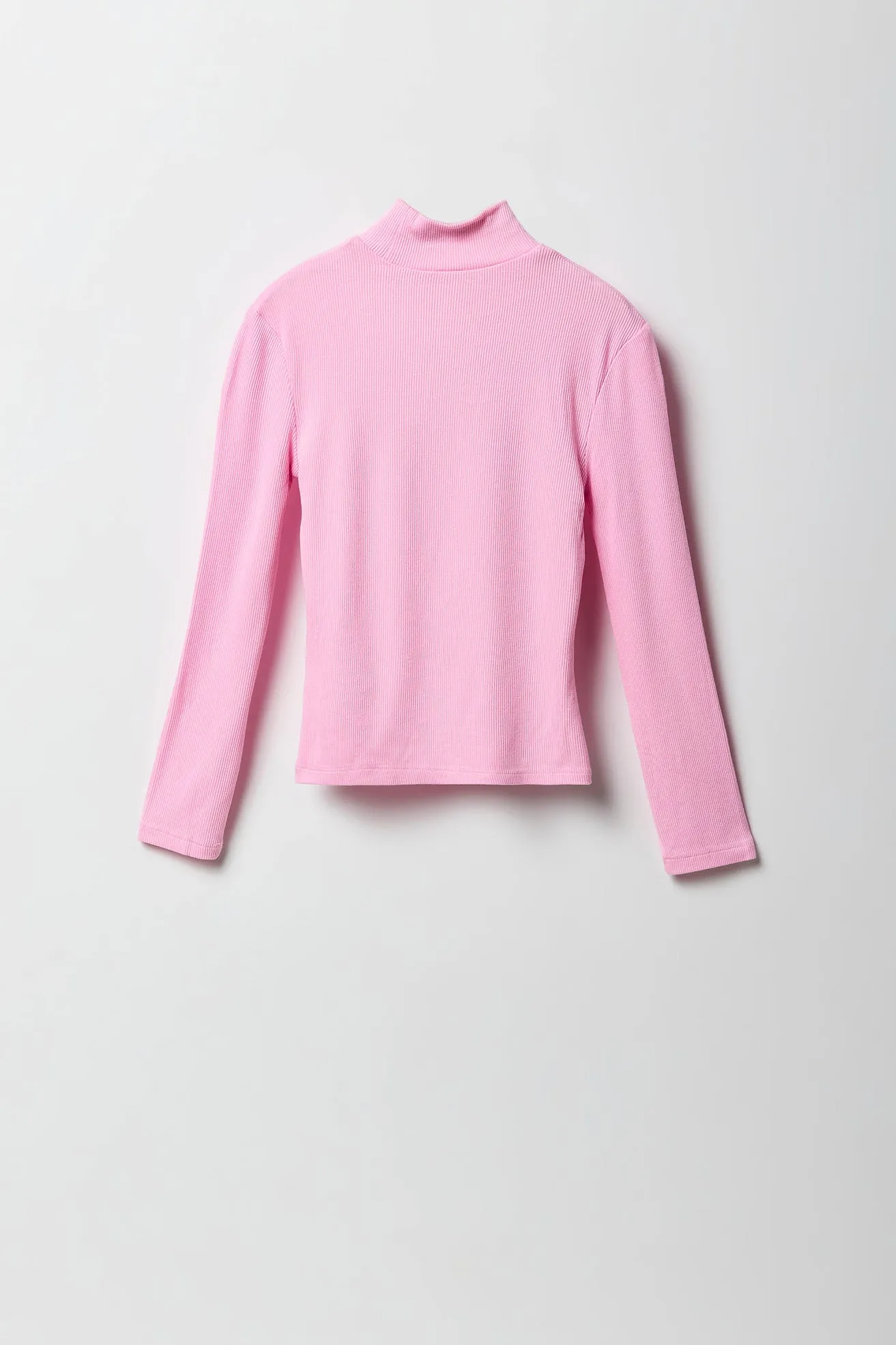 Girls Embroidered Ribbed Turtleneck Top