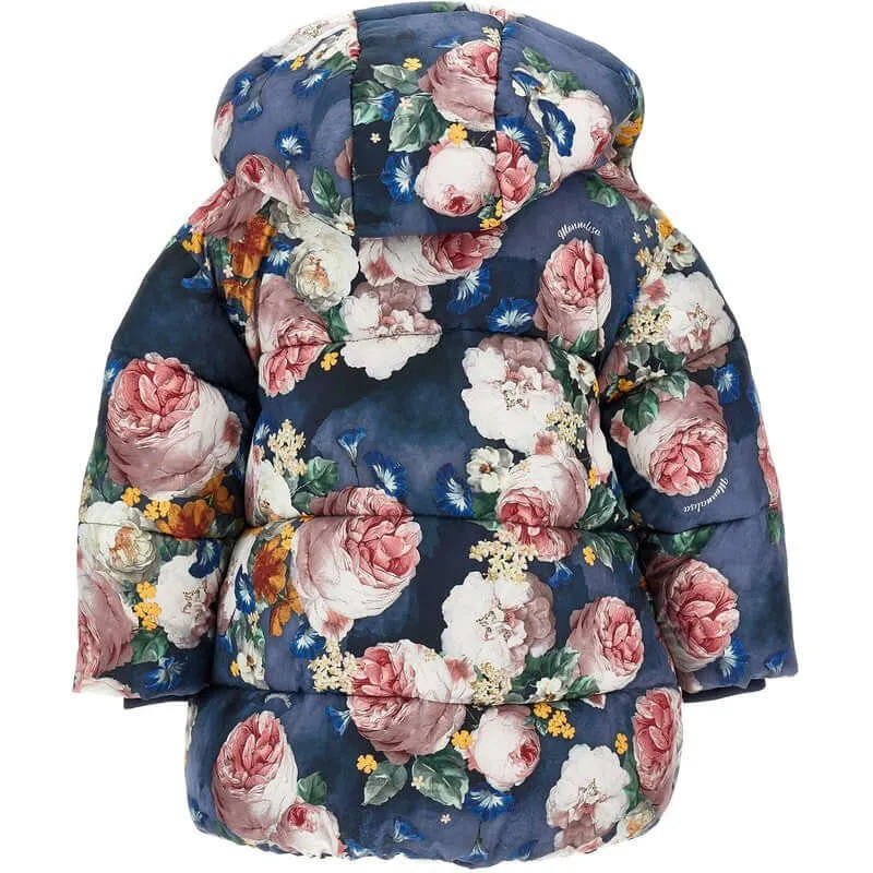 Girls Navy Rose Coat