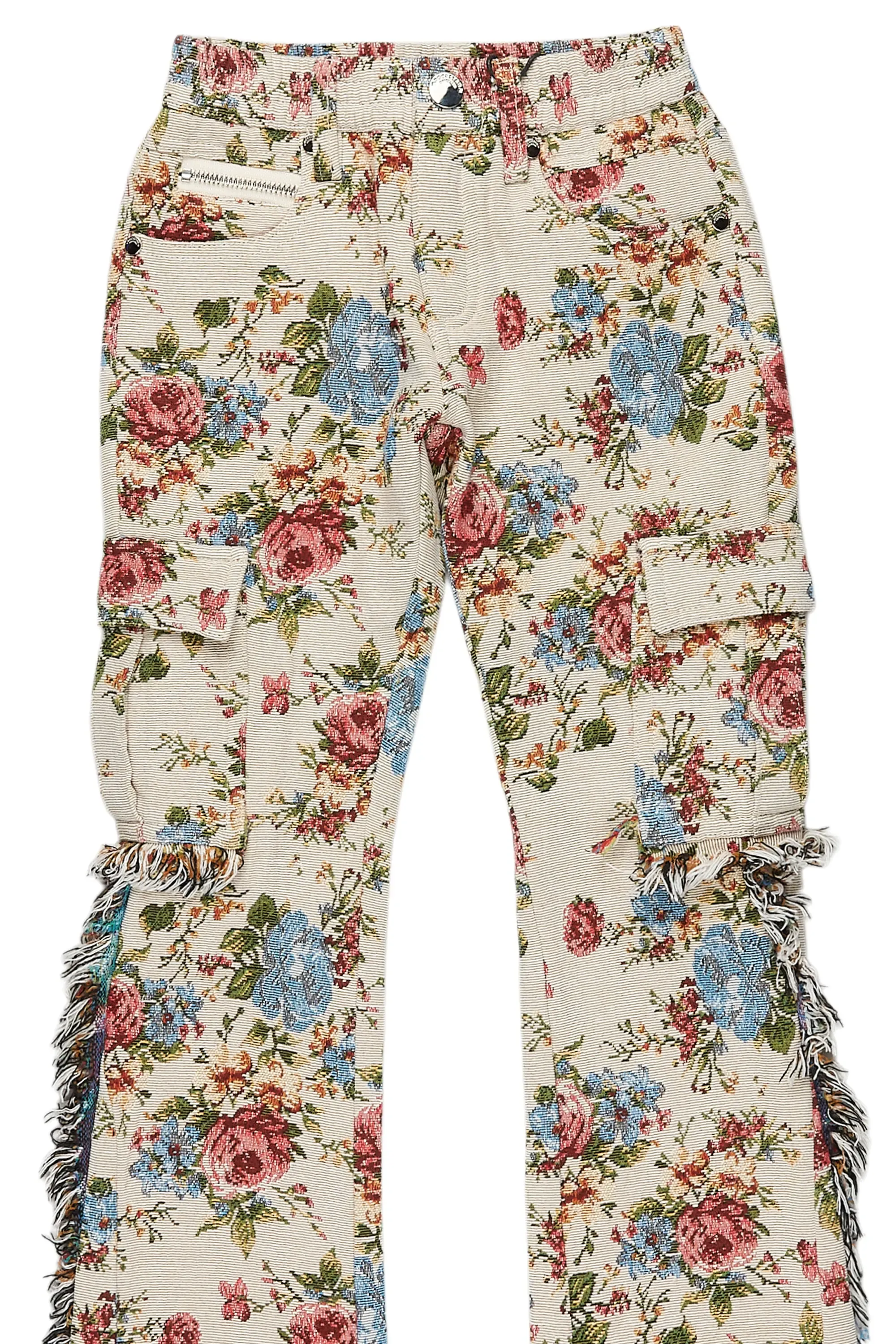 Girls River Beige/Multi Slim Flare Pants