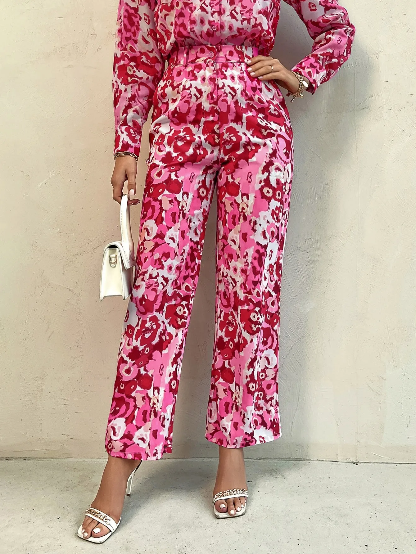 Glamorous All Over Print Pocket High Waist Long Women Pants