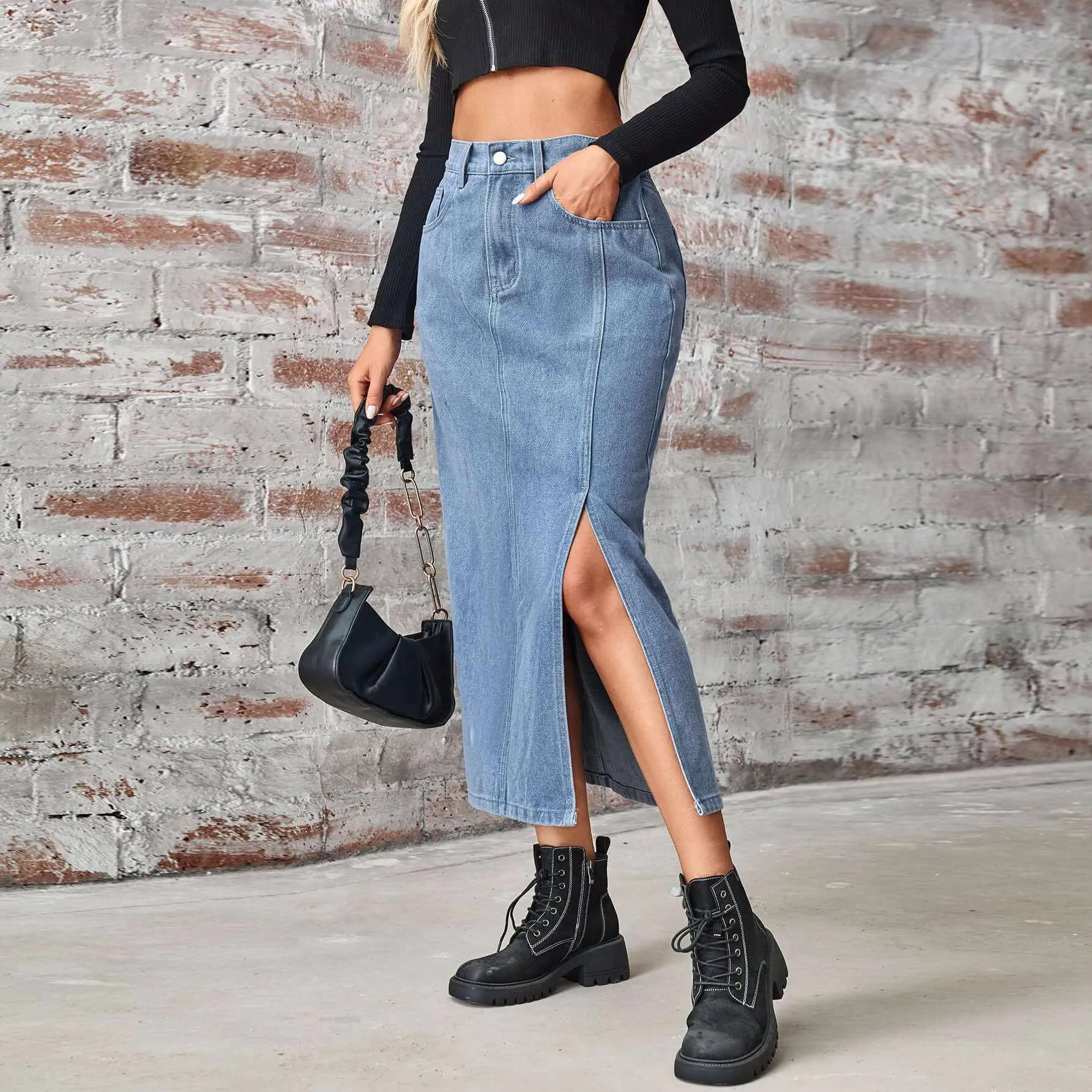 Glow Chic's Long Denim Skirt