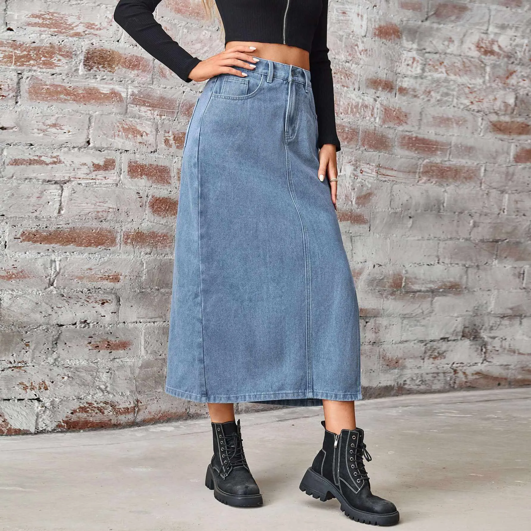 Glow Chic's Long Denim Skirt