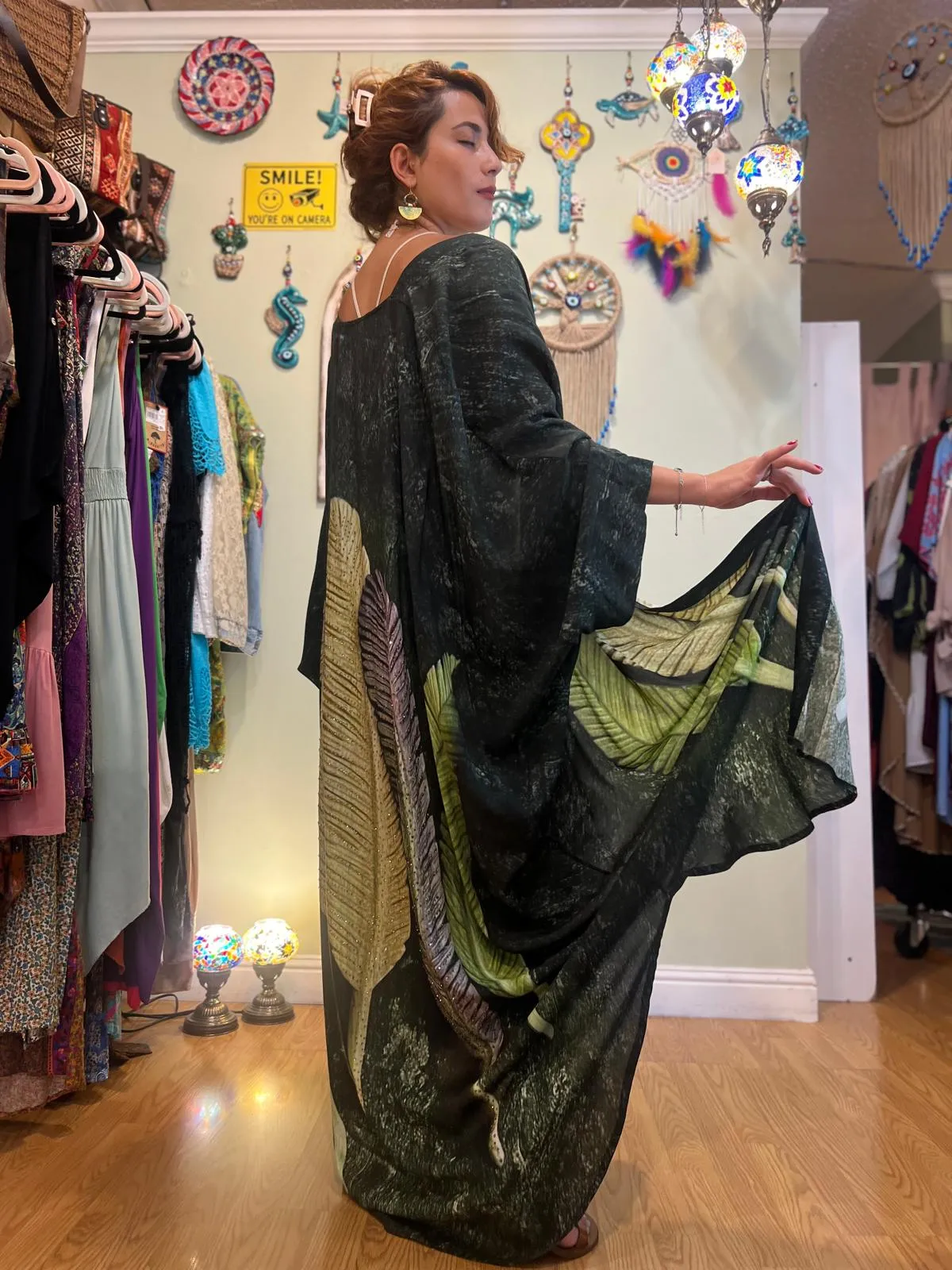 Green Feather Kaftan