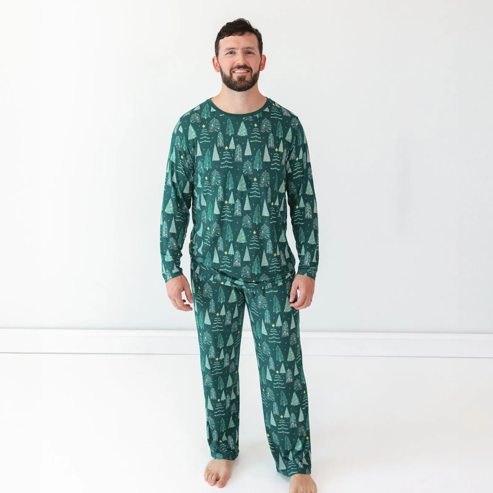 Green Twinkling Trees Men's Pajama Top