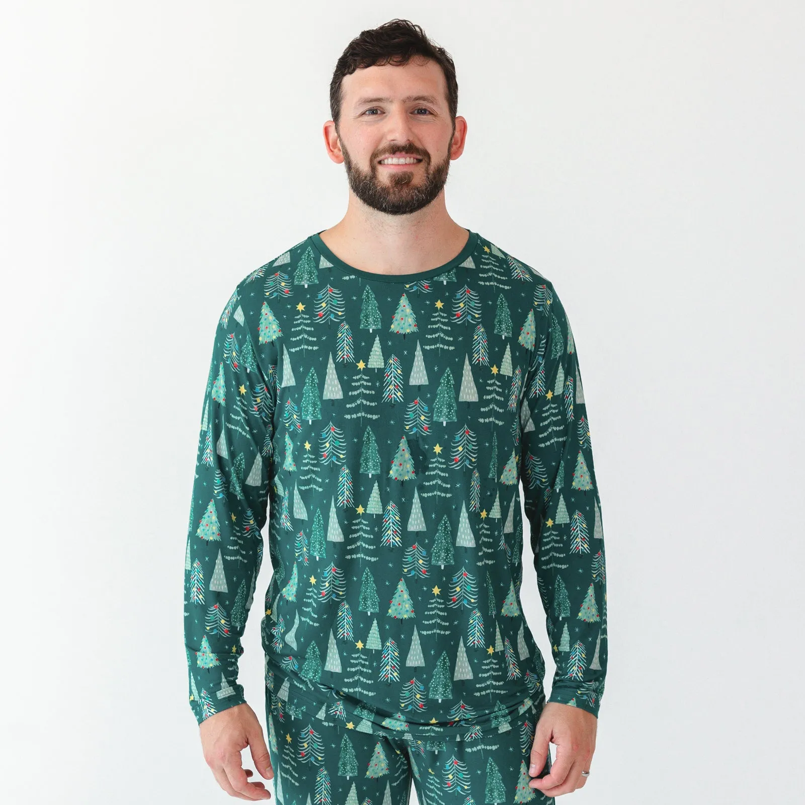 Green Twinkling Trees Men's Pajama Top