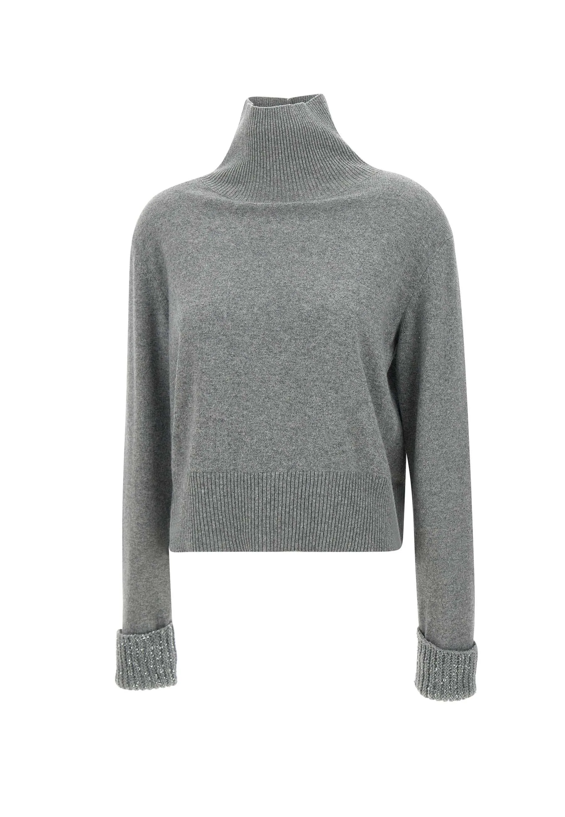 Grey Wool and Cashmere Turtleneck Sweater