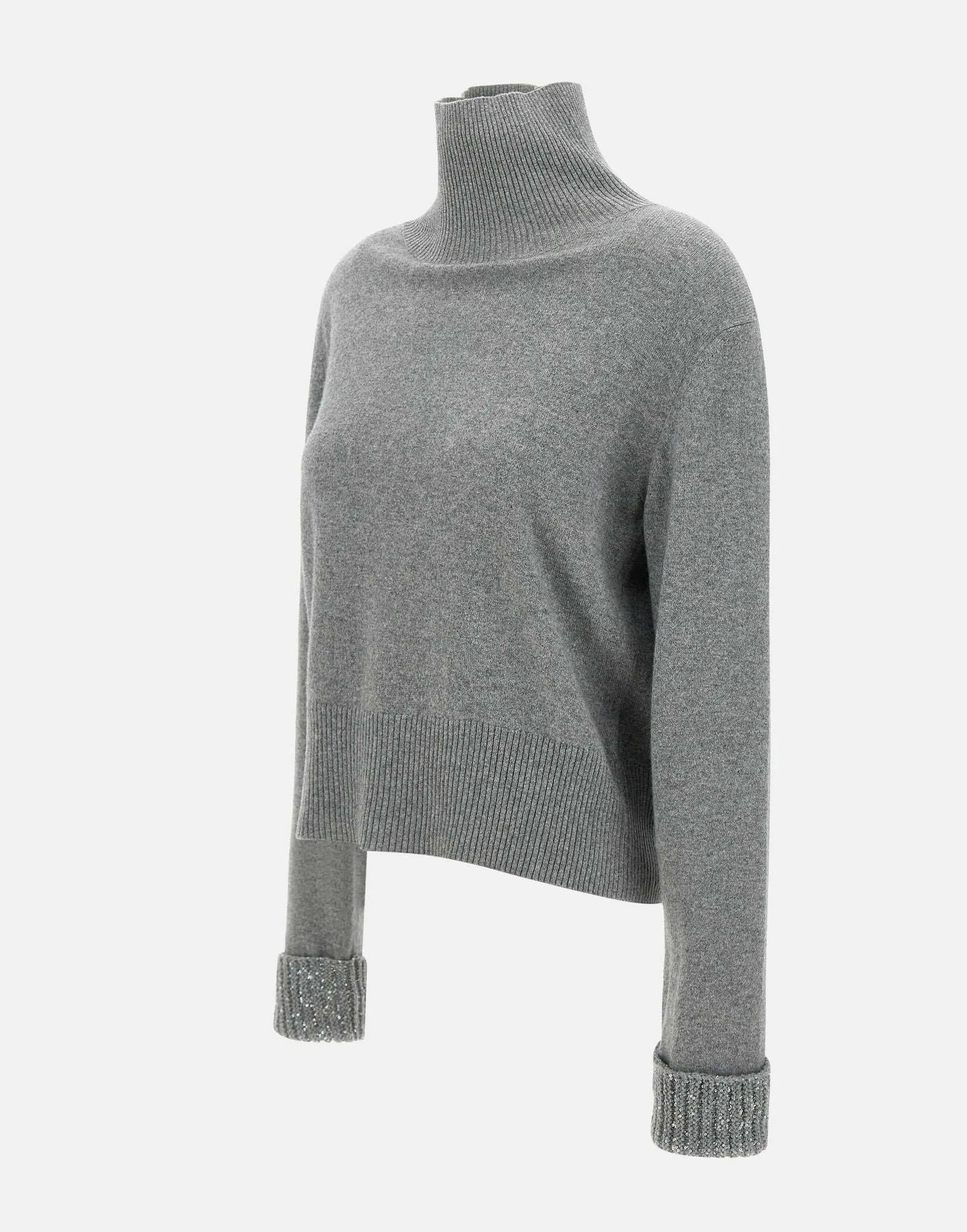 Grey Wool and Cashmere Turtleneck Sweater