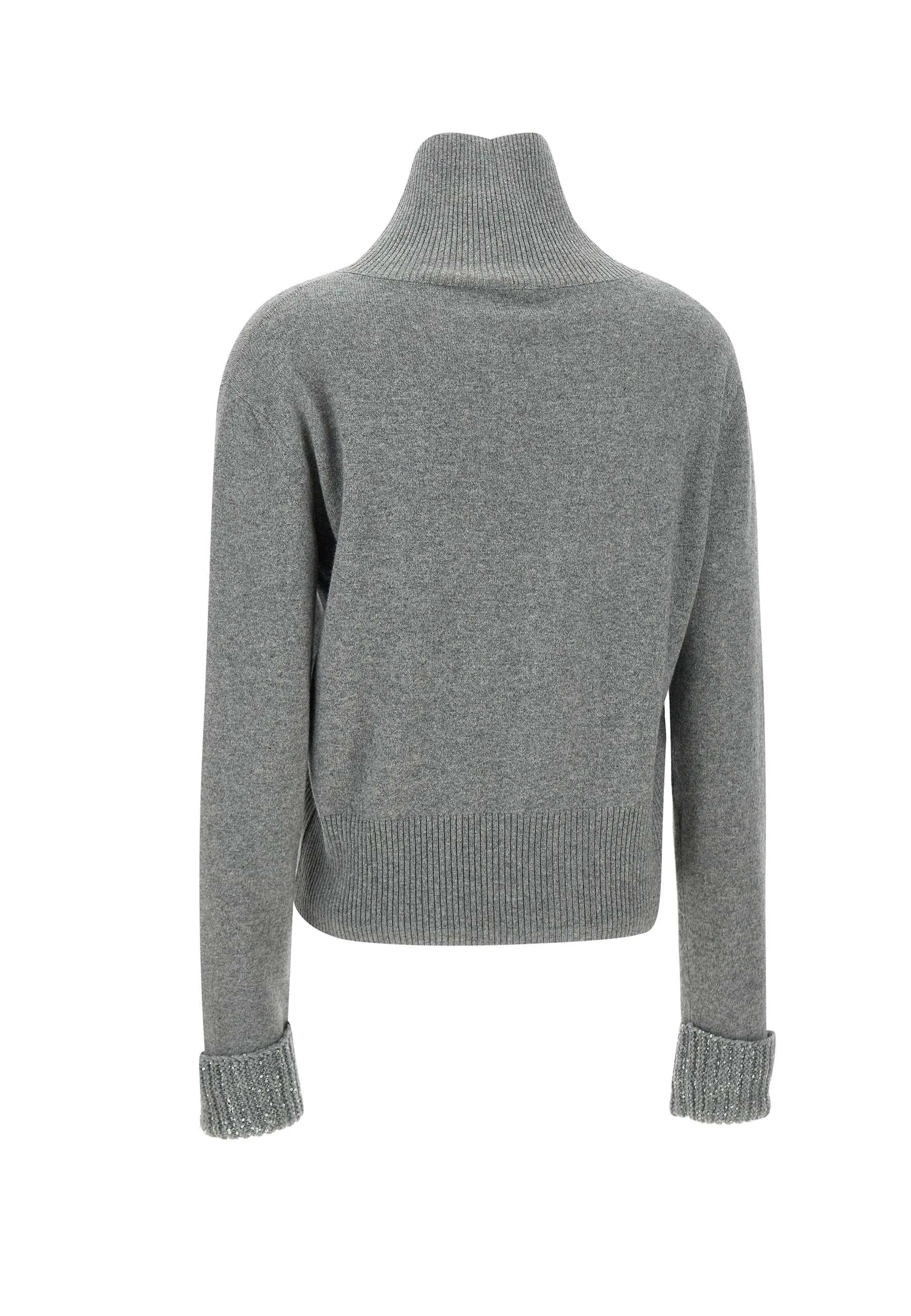 Grey Wool and Cashmere Turtleneck Sweater