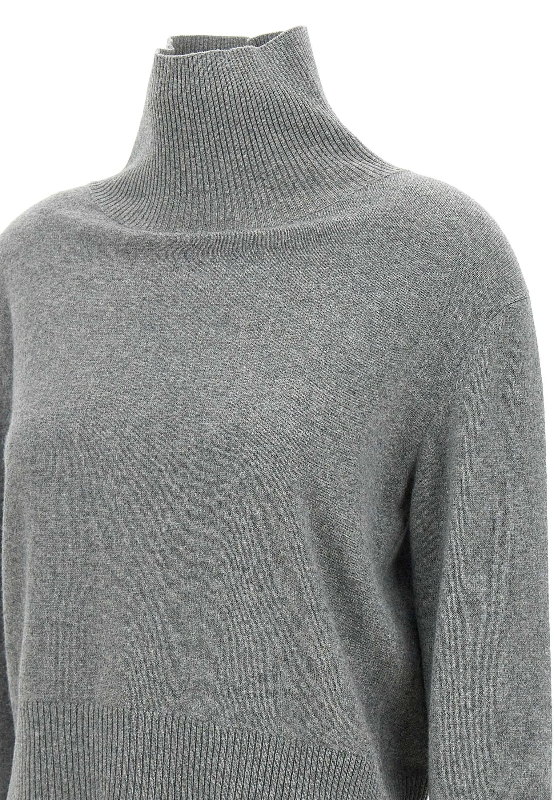 Grey Wool and Cashmere Turtleneck Sweater