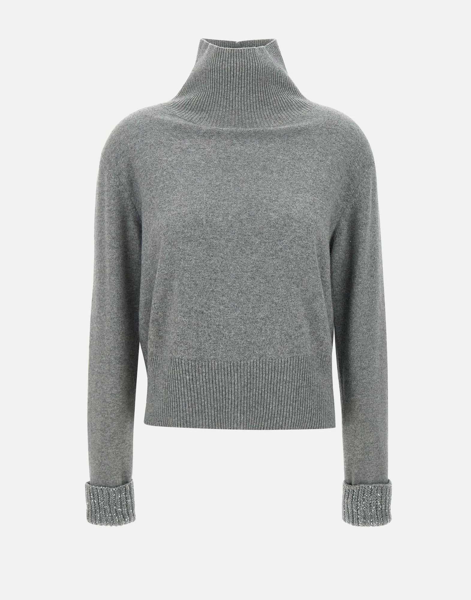 Grey Wool and Cashmere Turtleneck Sweater