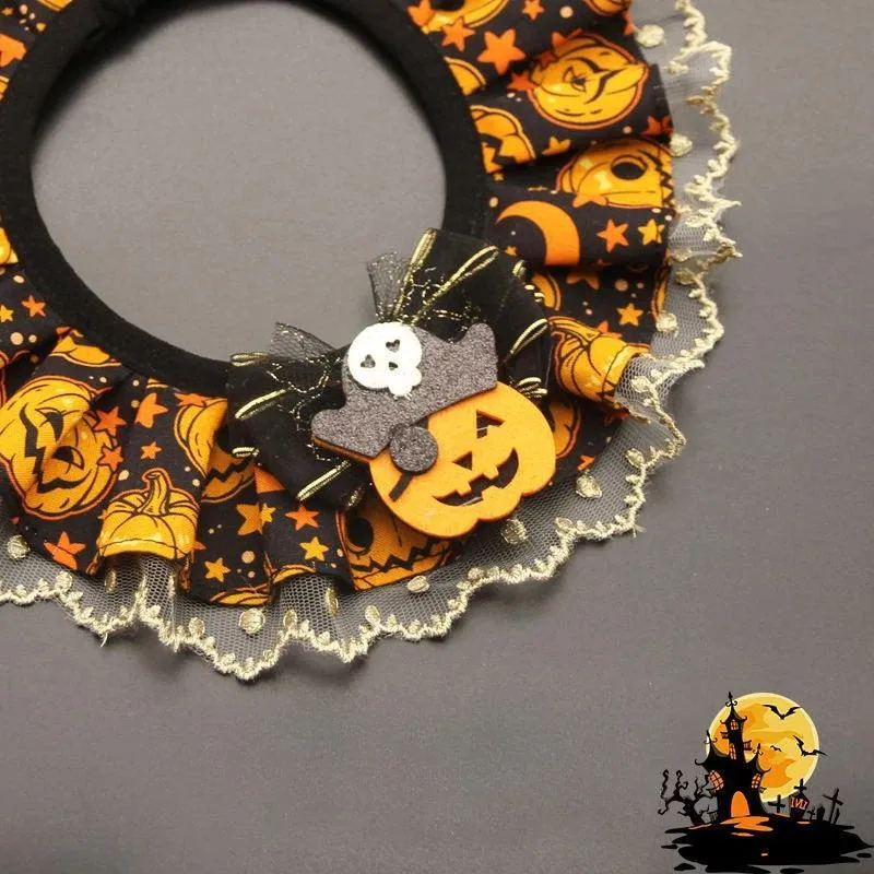 Halloween Cat Collar: Pumpkin Lace