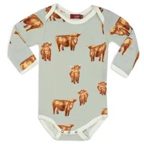 Highland Cow Bamboo Long Sleeve One Piece