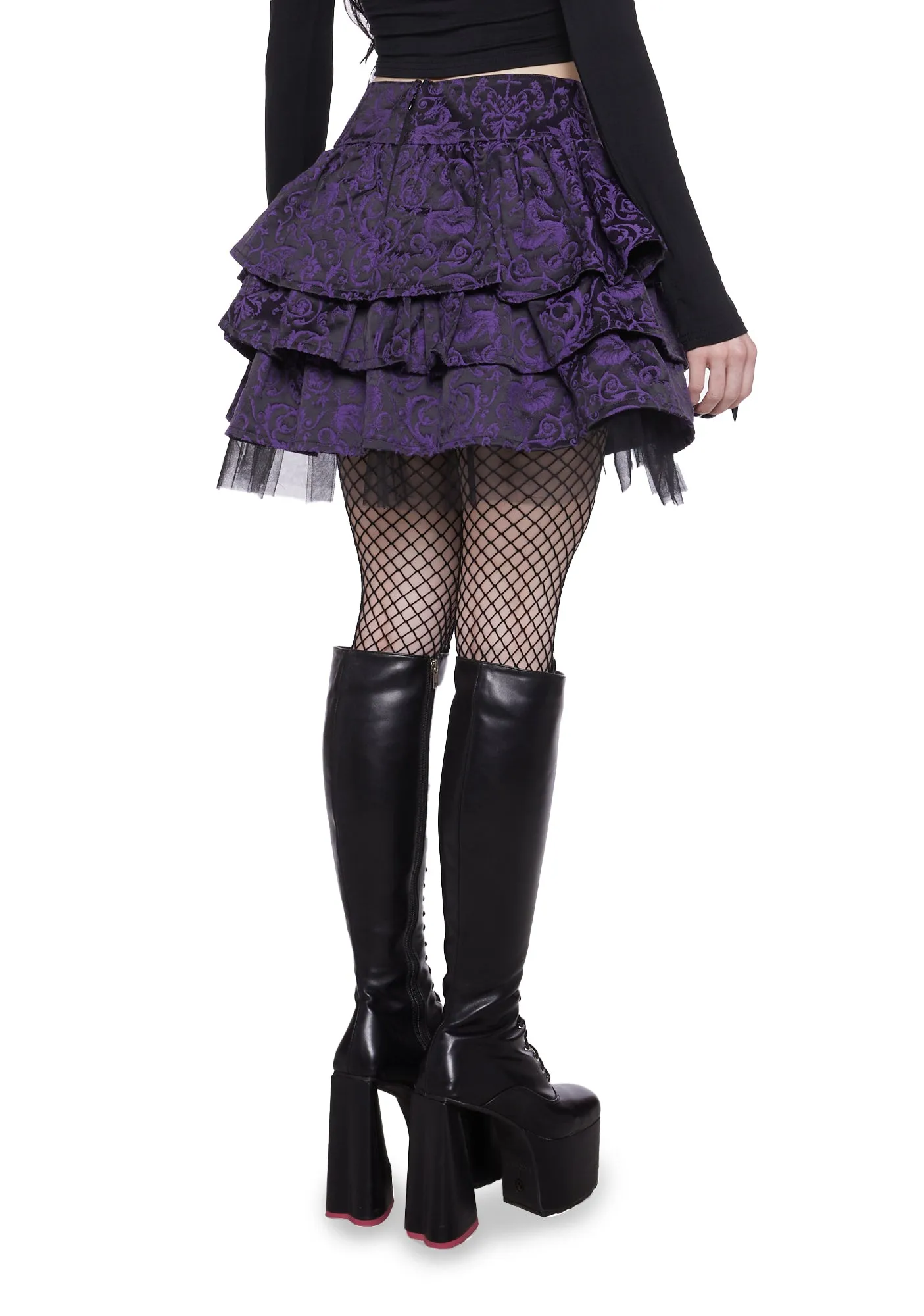 Hit The Ground Brocade Mini Skirt - Purple