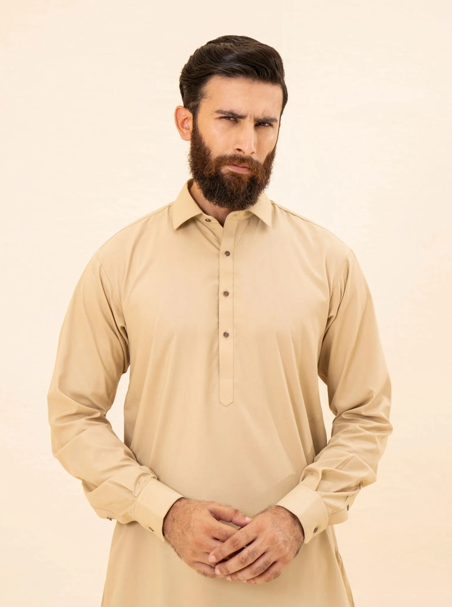 Ivory French Collar Kameez Shalwar - Men