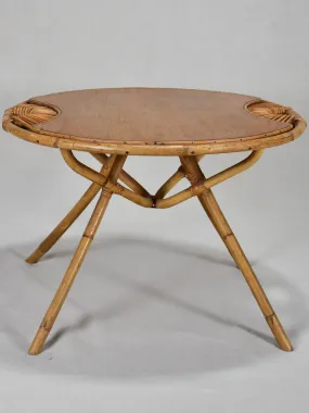 Janine Abraham 1960's coffee table with wicker detail and bamboo legs 26¾"