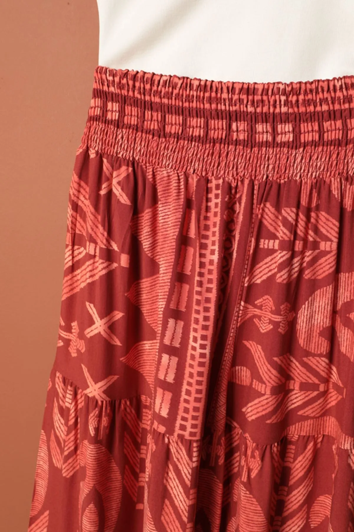 KKT Viscose Fabric Ethnic Pattern Women's Loose Pants-Tile - Stuttgart