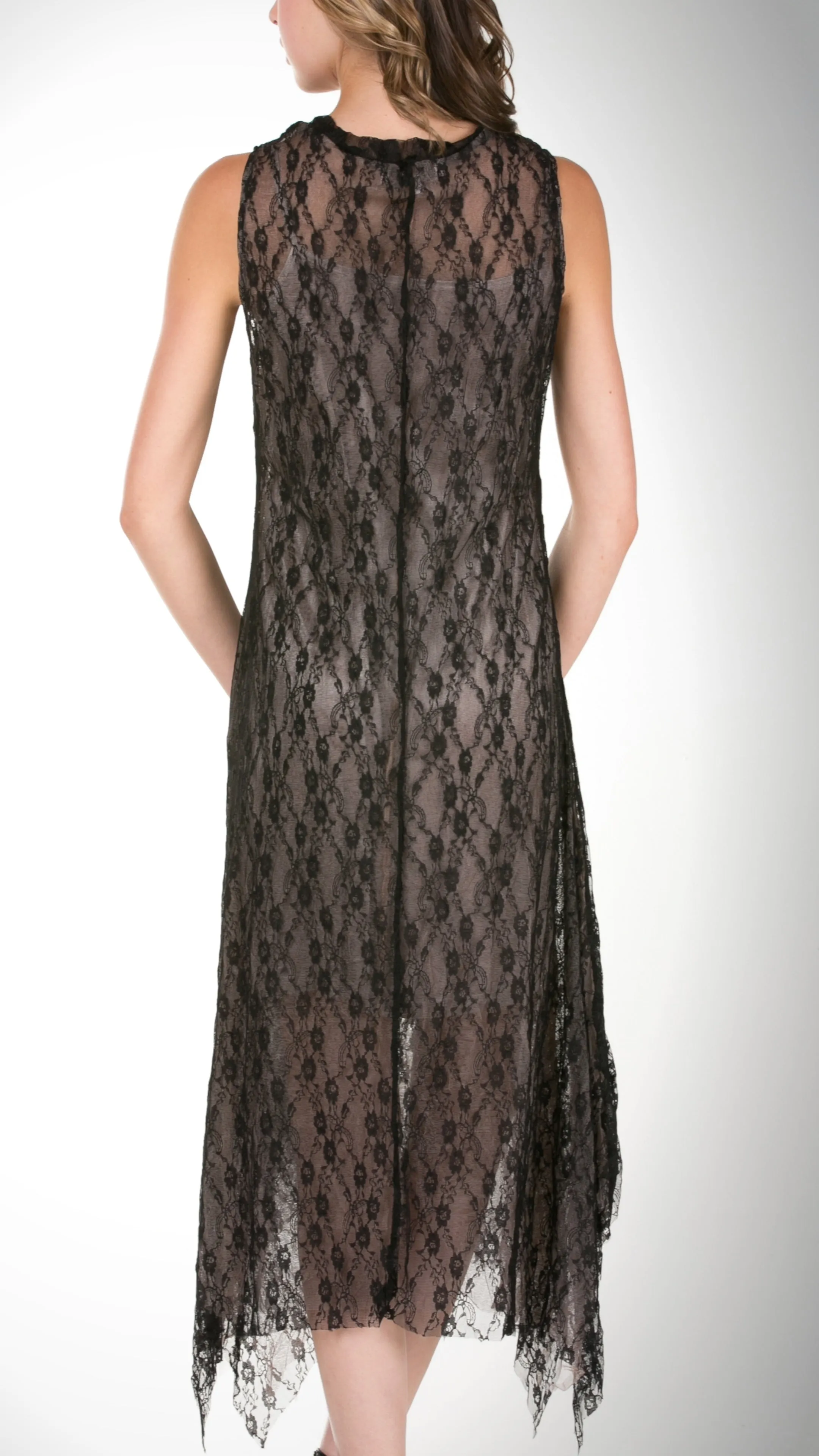 Lace Mesh Layering Sleeveless Dresses