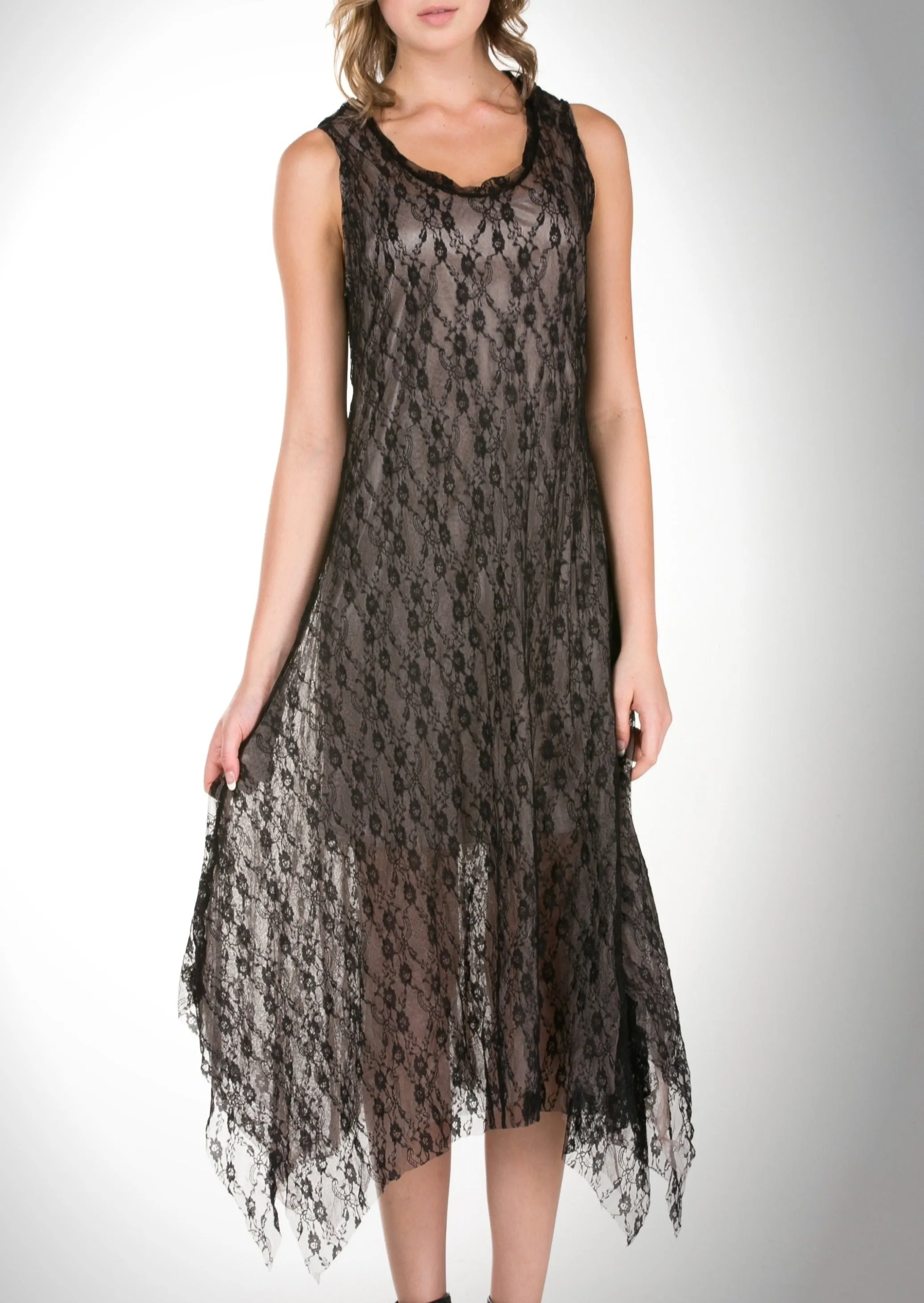 Lace Mesh Layering Sleeveless Dresses