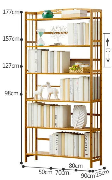 Large Size Pure Bamboo Book Shelf Cabinet Simple Solid Storage Fantastic 5 and 6 Tiers BBC03