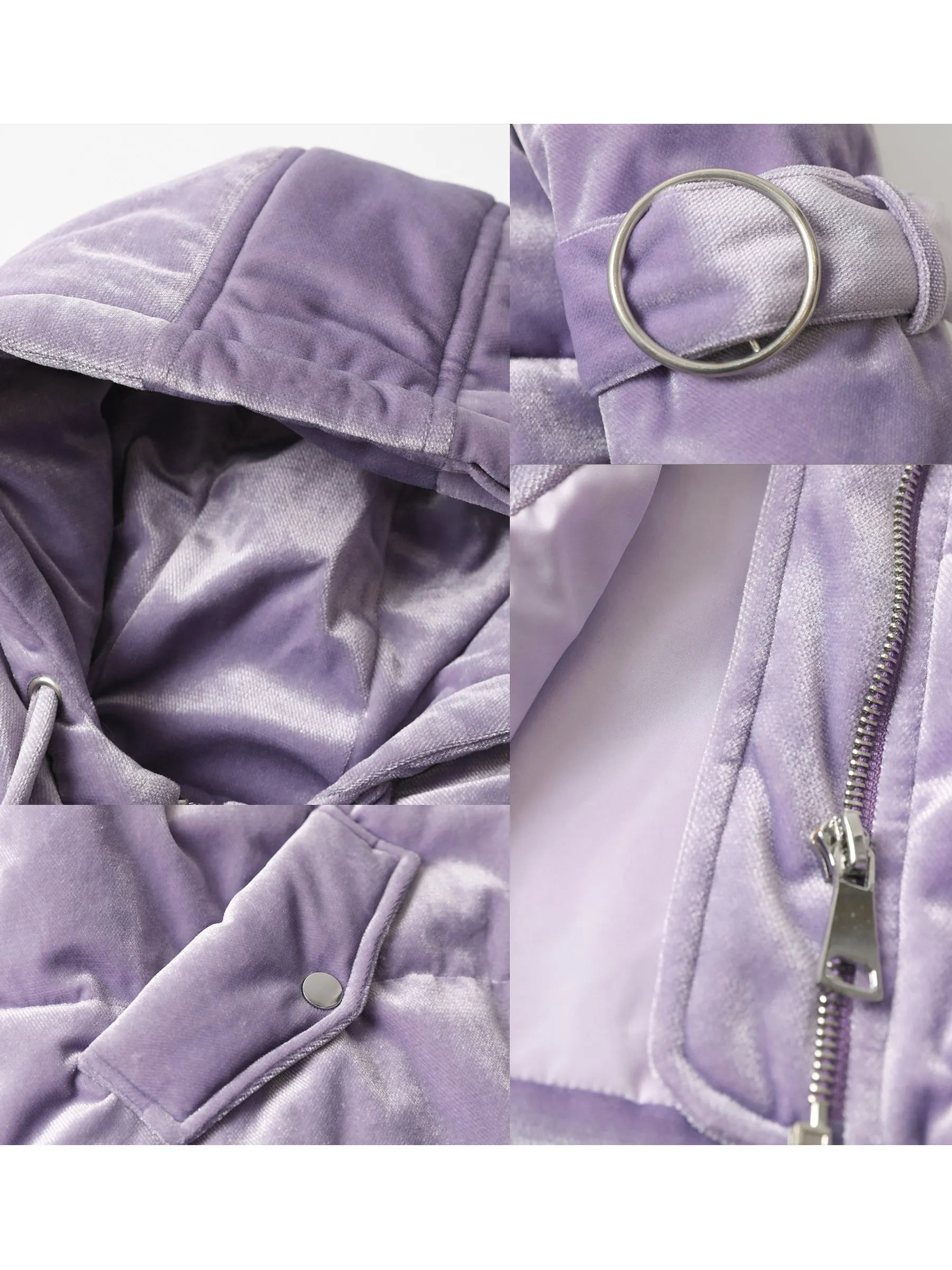 Lavender Velvet Short Down Coat