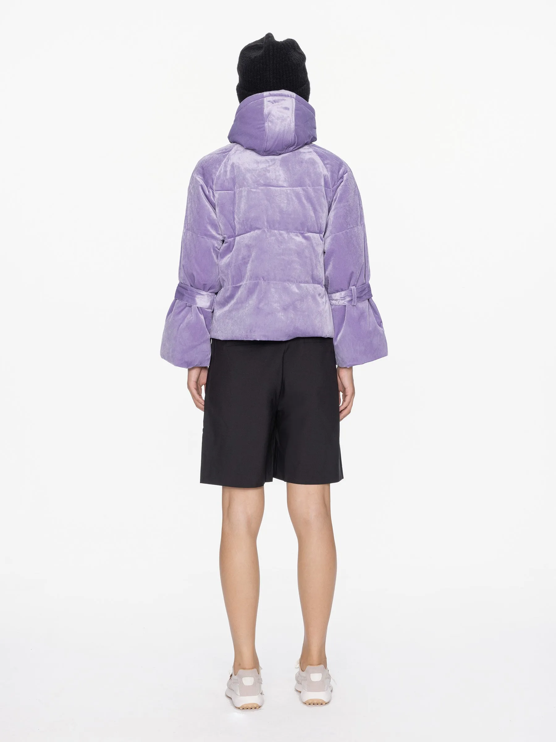 Lavender Velvet Short Down Coat