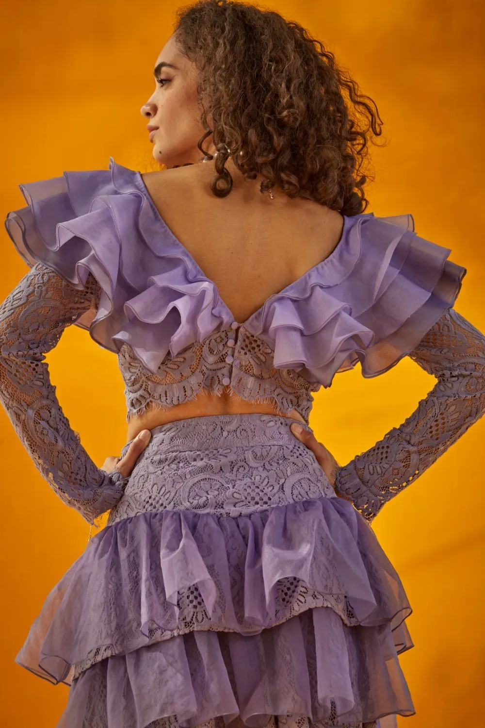 Lilac Ruffled Layered Skirt Set