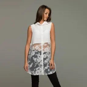 LOLA WHITE SPLIT LONGLINE TUNIC - CT013