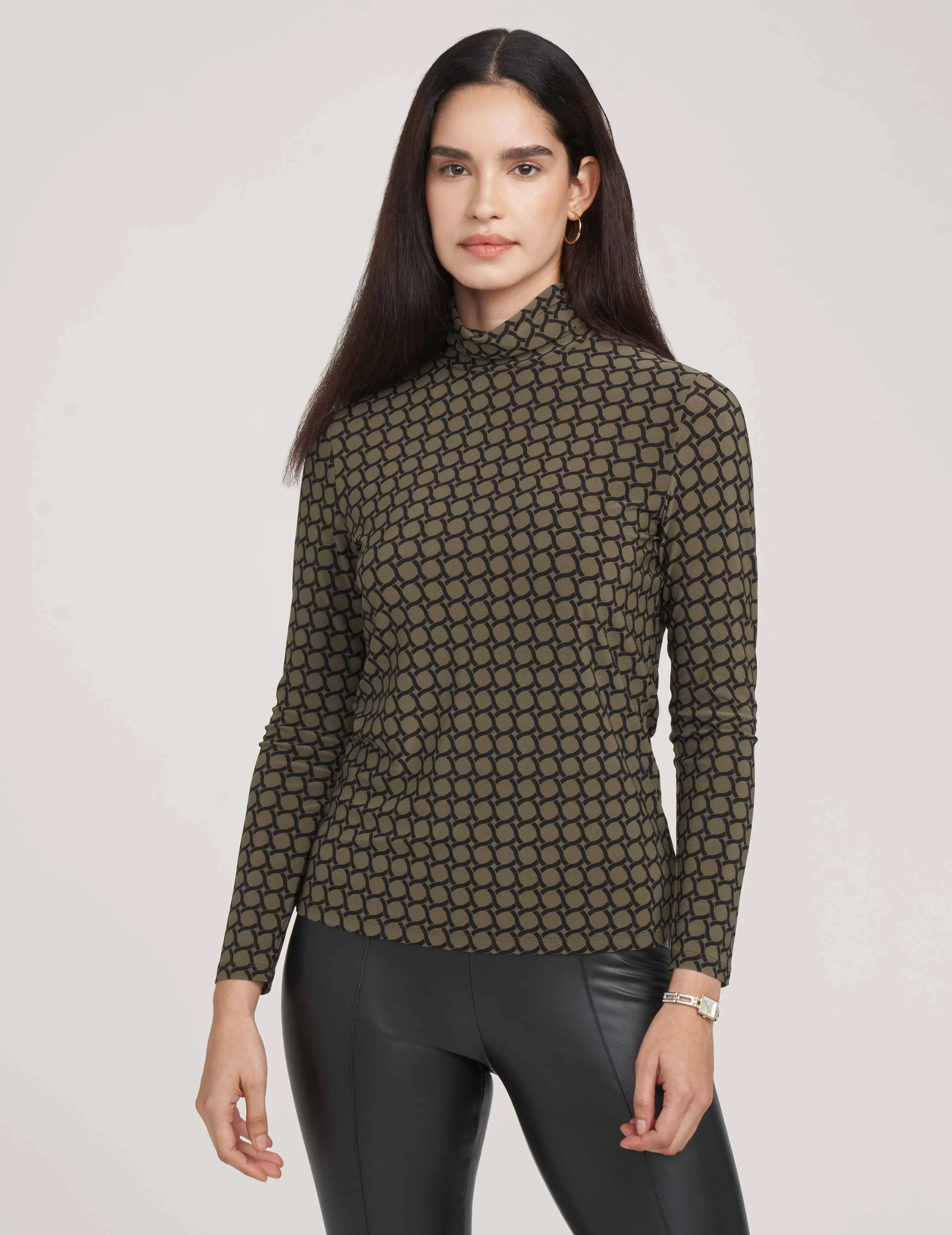 Long Sleeve Printed Turtleneck- Sale