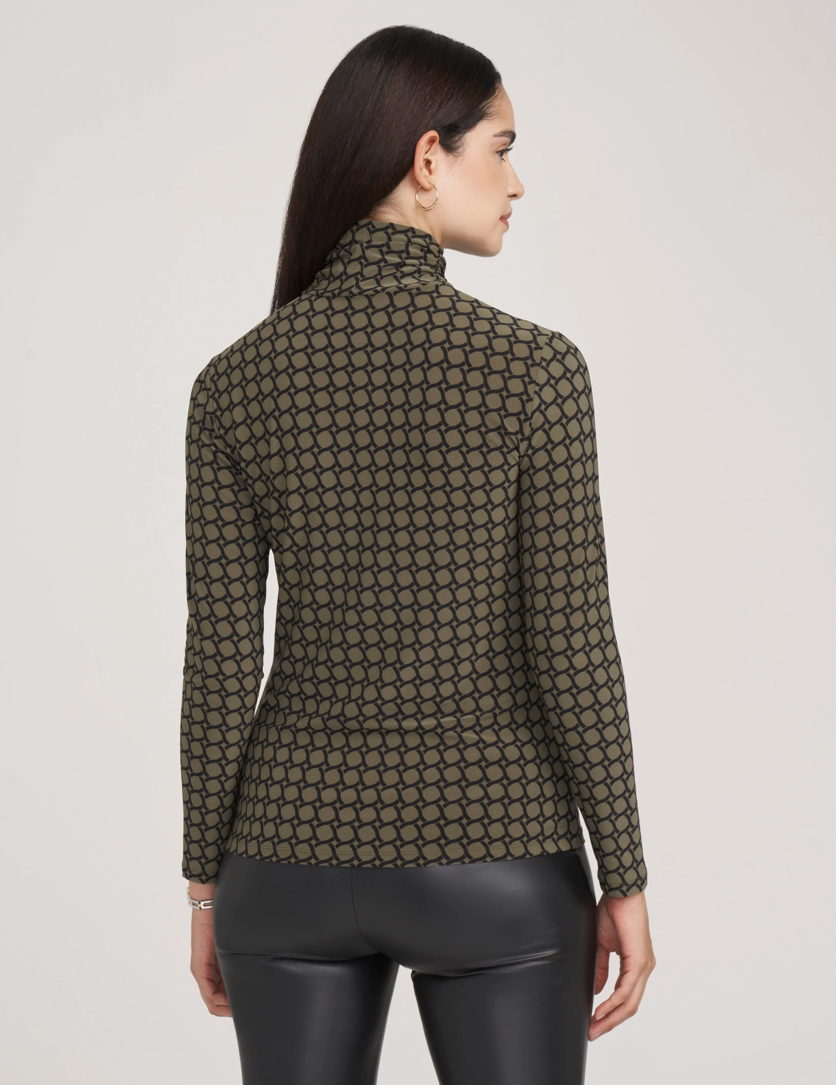 Long Sleeve Printed Turtleneck- Sale