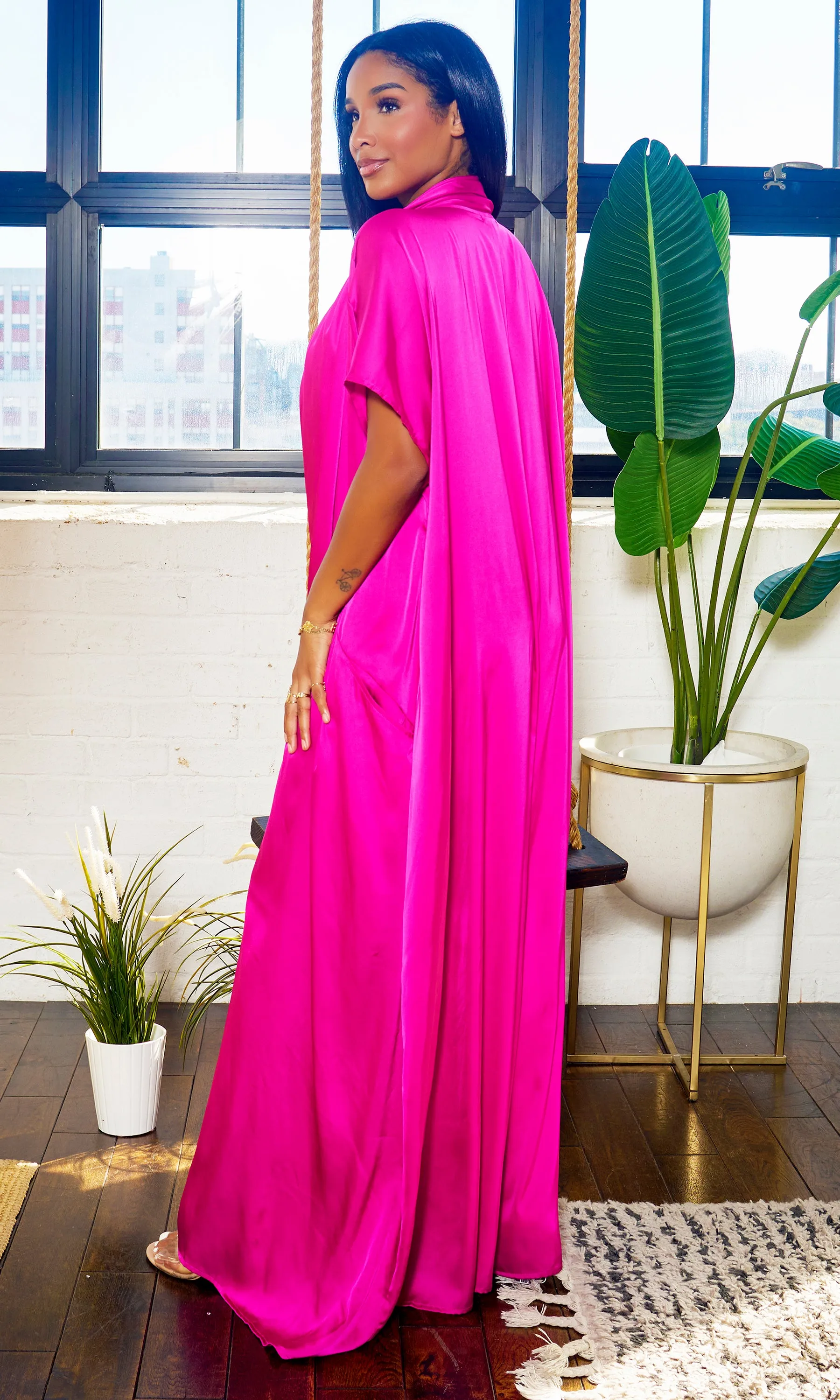 Luxe Drape Loose Fit Jumpsuit - Magenta PREORDER Ships End March