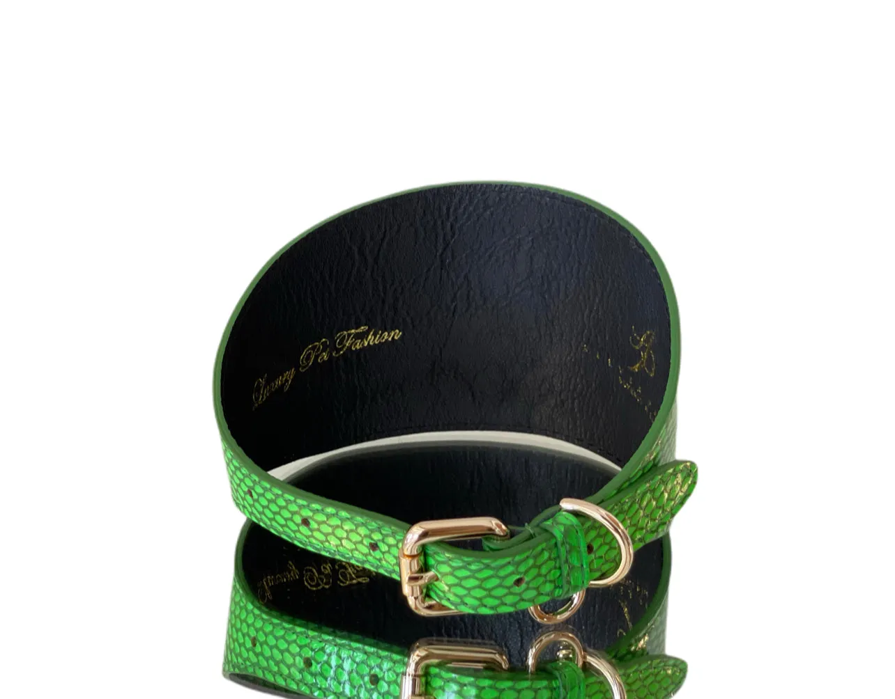 Luxury Pet Fashion Neon Green Snake 4” Oval Collar