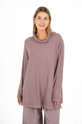 M Made in Italy – Cowl-Neck Long Sleeve Tunic With Flap Panels