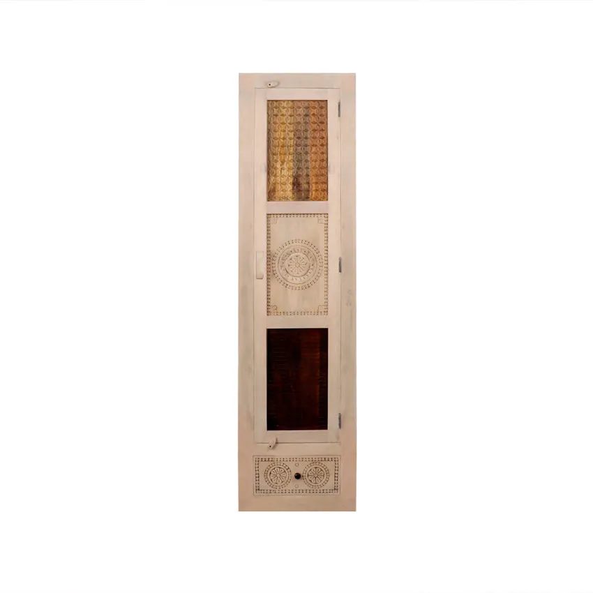 Manella Handcarved Single Door Wardrobe with Wheel Castor