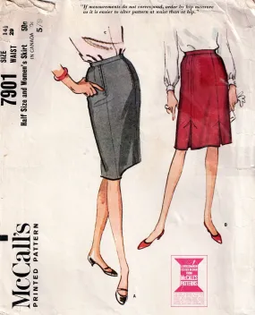 McCall's 7901 Womens Half Size Flared or Pencil Skirt 1960s Vintage Sewing Pattern Waist 29 inches