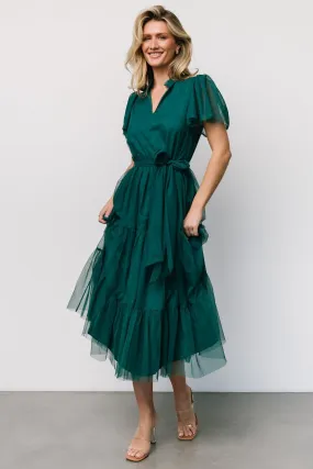 Medina Tulle Midi Dress | Emerald