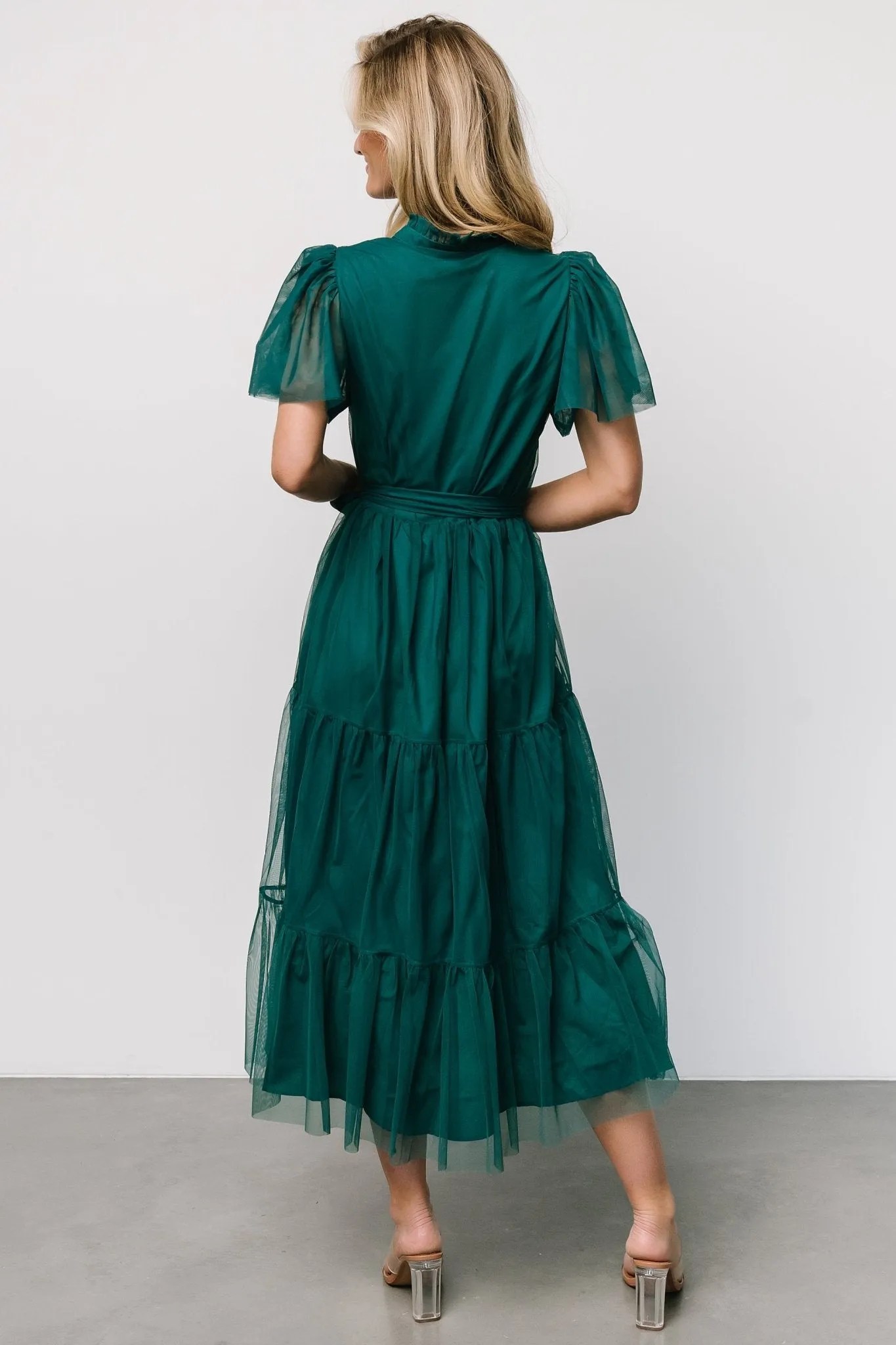 Medina Tulle Midi Dress | Emerald