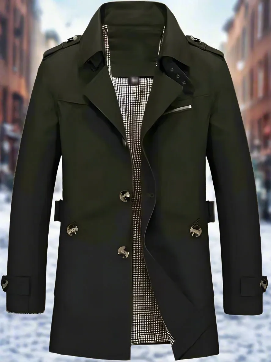 Men's Casual Coat  Windbreaker Jacket  Spring Military Jacket Coat Single-Breasted Notch Lapel Parka S4724390
