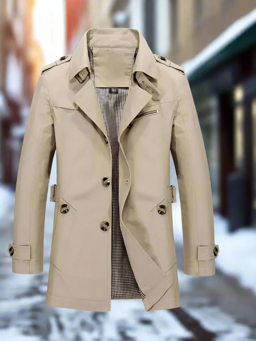Men's Casual Coat  Windbreaker Jacket  Spring Military Jacket Coat Single-Breasted Notch Lapel Parka S4724390