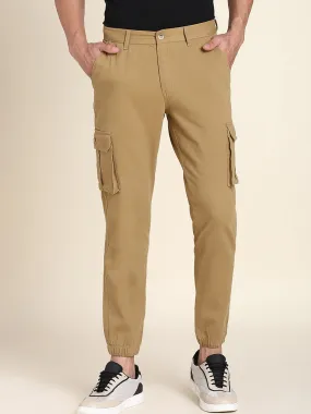 Men's Khaki Solid Cargo Jogger