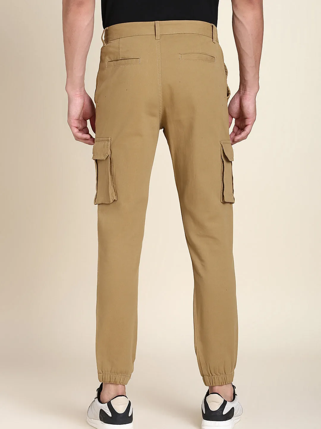 Men's Khaki Solid Cargo Jogger