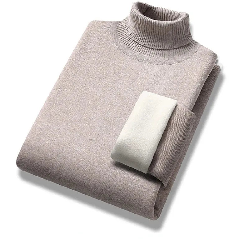 Mens Solid Long Sleeved Turtleneck Casual Pullover