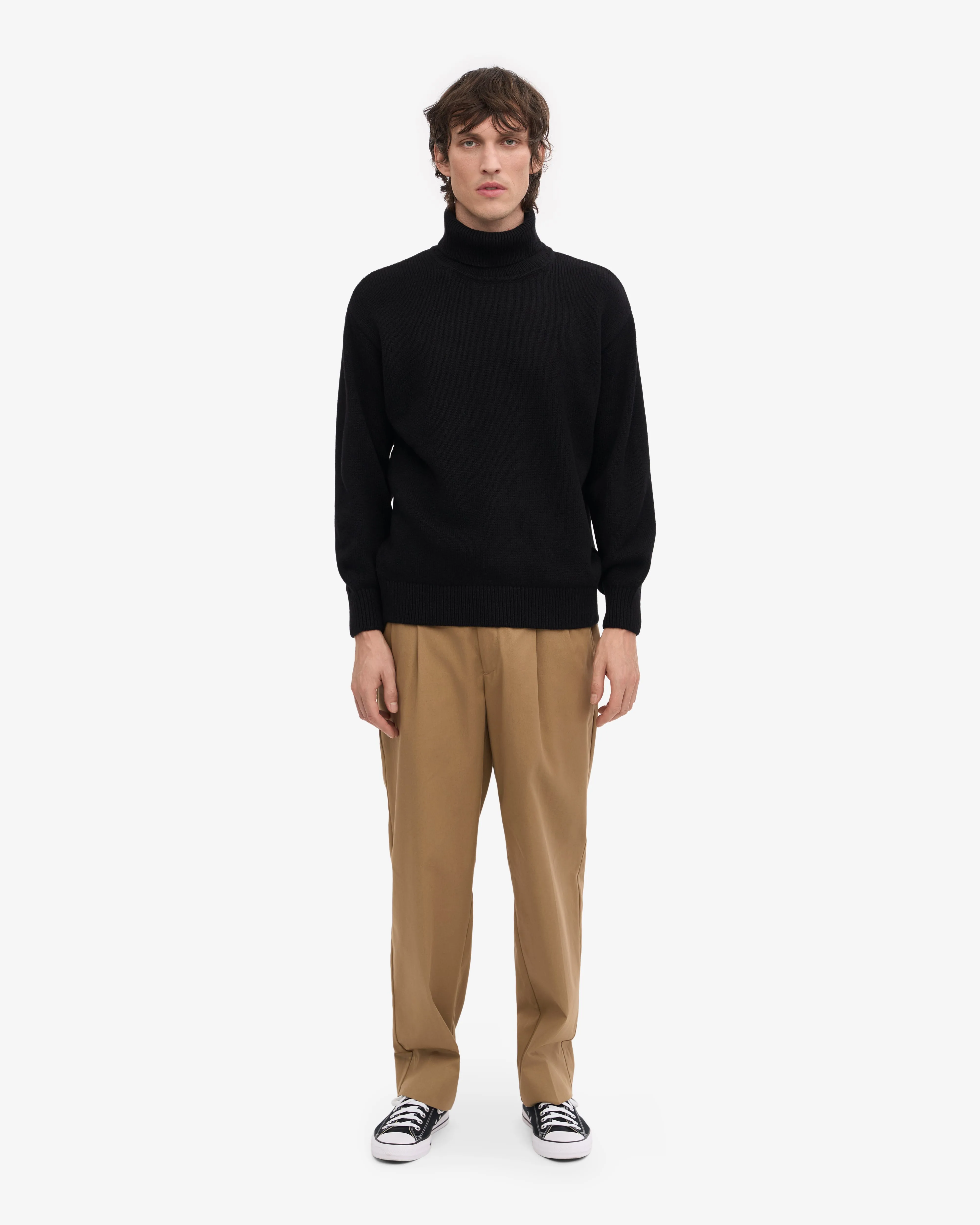 Merino Wool Turtleneck - Deep Black