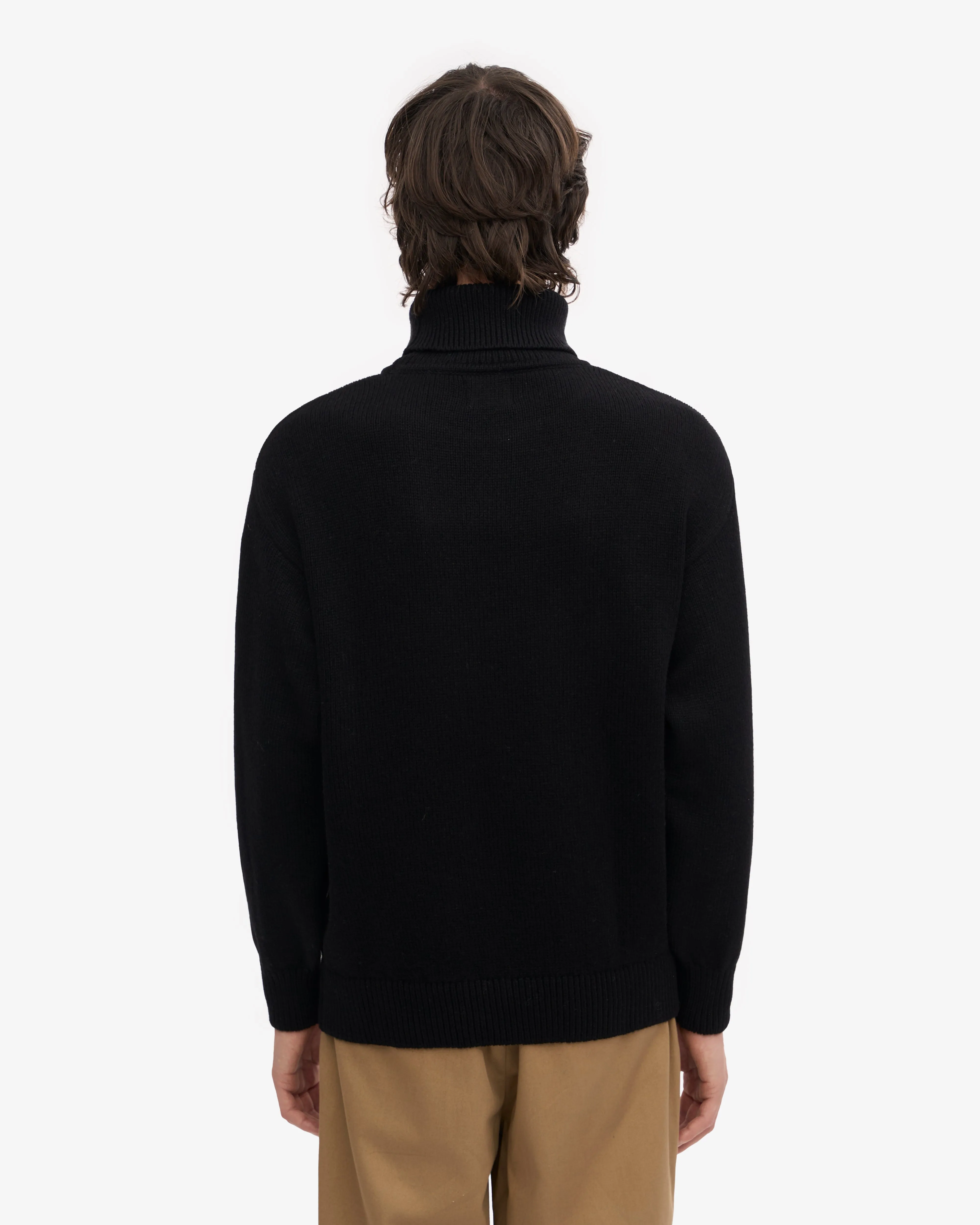 Merino Wool Turtleneck - Deep Black