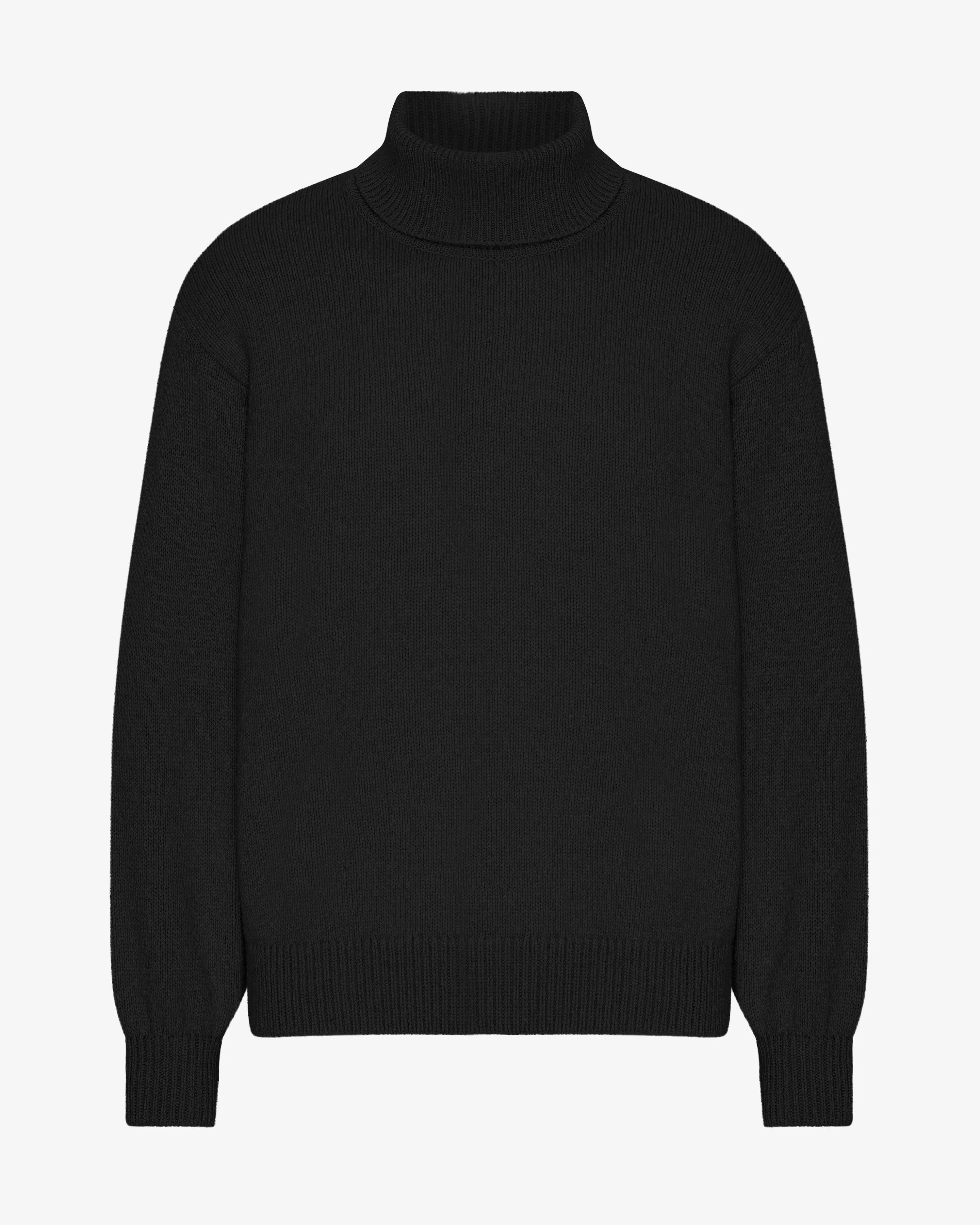 Merino Wool Turtleneck - Deep Black