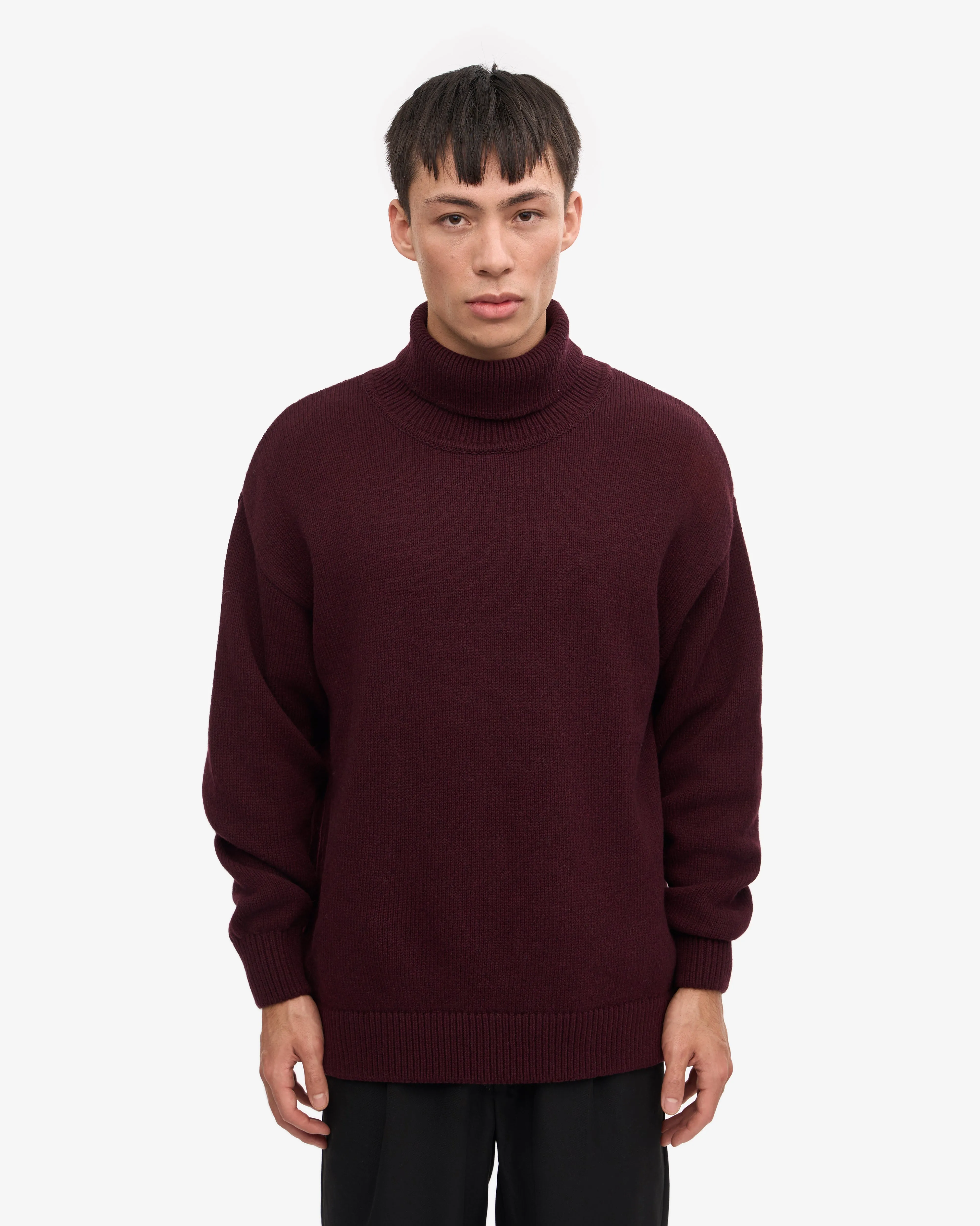 Merino Wool Turtleneck - Oxblood Red