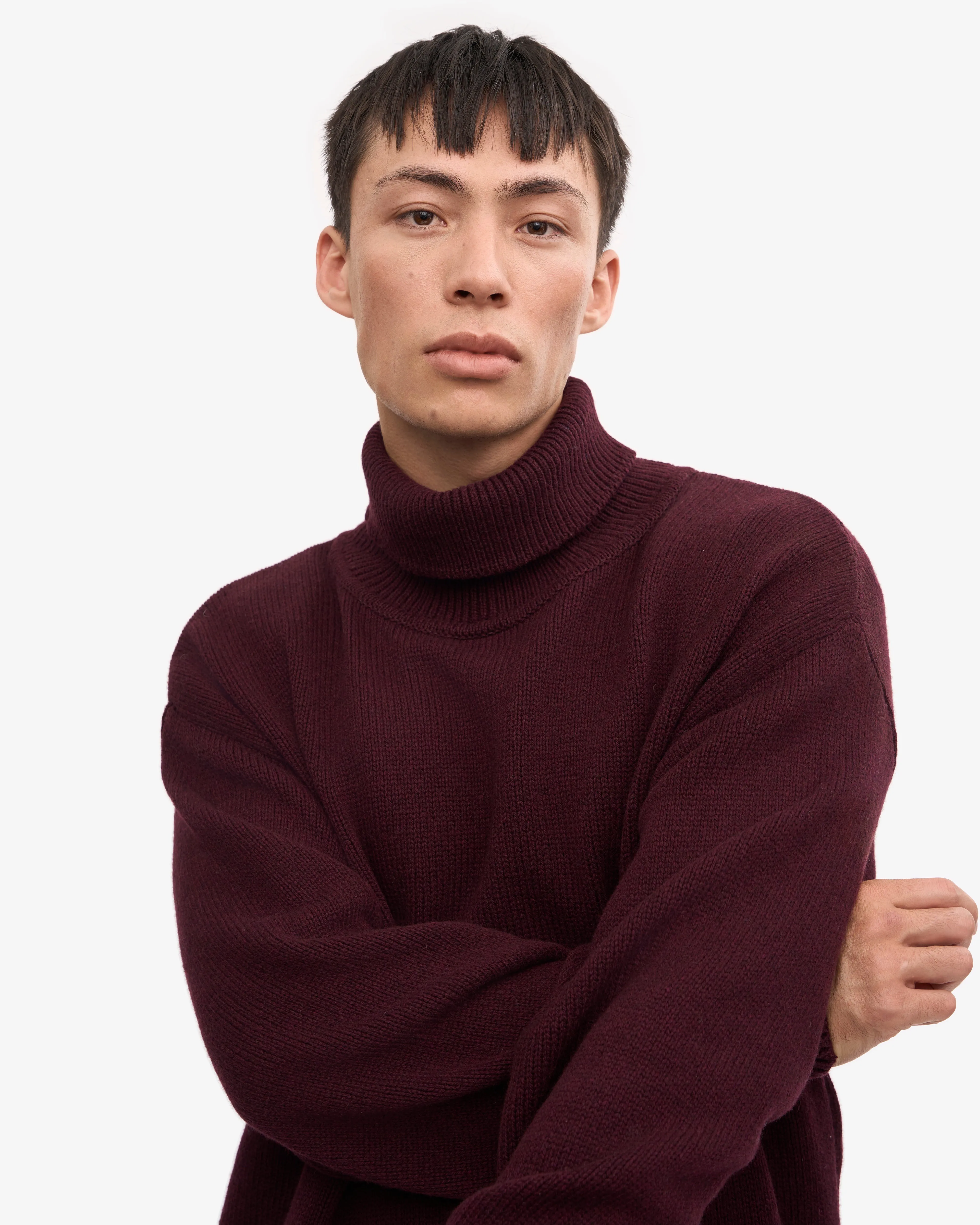 Merino Wool Turtleneck - Oxblood Red